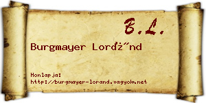 Burgmayer Loránd névjegykártya